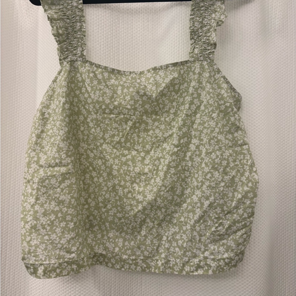 J. Crew Light Green Floral Blouse